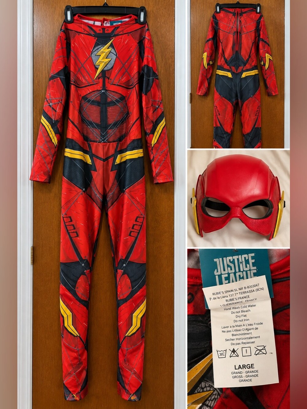 DC Justice League The Flash Costume w/ Mask Adult Large Red Superhero